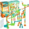 Marble Genius Marble Run Stunts Super Set: 125 Pieces Total, 20 Action Pieces Including 2 New Trampolines, Free Online App and Full-Color Instruction Booklet, Made for Ages 3-14
